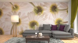 fotobehang woonkamer witte bloemetjes